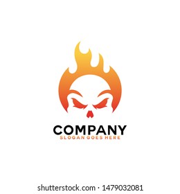 Fire skull logo concept. Fire head skull vector