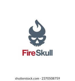 Fire skull logo. Skull Logo is shaped with a tough looking skull with flames placed inside a shield, creating a shield fire skull logo
