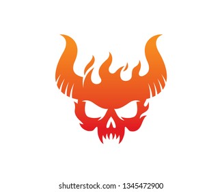 Fire Skull Logo Template, Icon, Symbol - Vector