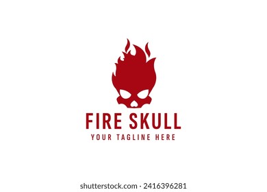 fire skull logo vector icon illustration