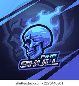 Fire skull mascot logo design