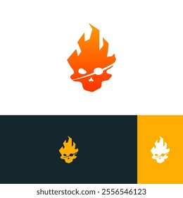 fire skull pirate logo design