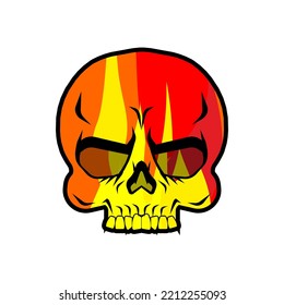 Fire Skull. Skeleton head on fire. Vector illustration
