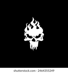 Fire skull, suitable for icons, stickers, screen printing, logos, templates, etc.