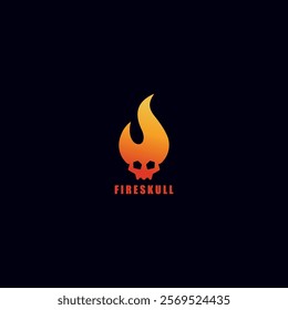 Fire skull vector logo design