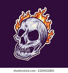 fire skull vector t-shirt design