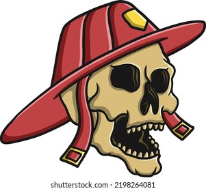 Fire Skull Vector Vintage Retro Illustration