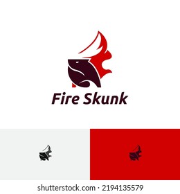 Fire Skunk Red Hot Flame Animal Logo