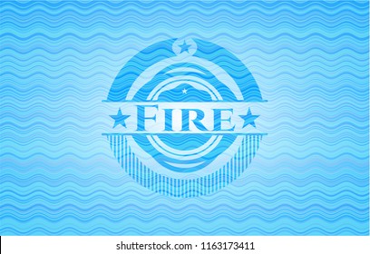 Fire sky blue water badge background.