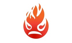 Fire Smile, Red Hot Face, Evil Character Icon. Monster Flaming Design Illustration Vector