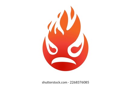 Fire smile, red hot face, Evil character icon. monster flaming design illustration vector