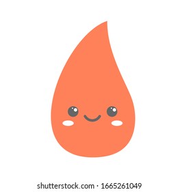Fire is smiling. Cute cartoon character. Kawaii drawing. Vector illustration