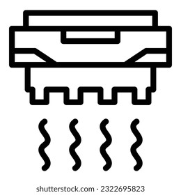 Feuerrauchdetektor-Symbol, UmrissVektorgrafik. Alarmsystem. Heimsteuerung