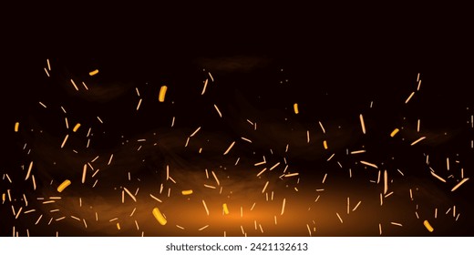 Fire smoke flame effect overlay sparks background. Glow and sparks. Website design, social networks, advertising materials, packaging. Vector illustration.