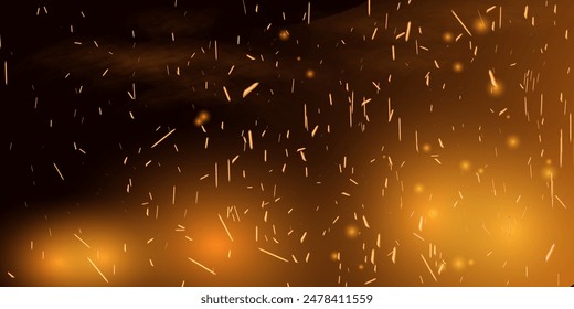 Fire smoke flame effect overlay sparks background. Glow from the fire. Website design, social networks, advertising materials, packaging. Vector illustration.