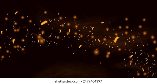 Fire smoke flame effect overlay sparks background. Sparks and dross in middle. Website design, social networks, advertising materials, packaging. Vector illustration.