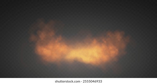 Fire smoke and flying fire particles sparks fierce flames fire, heat, grill, heat glow in a cloud isolated transparent vector. Hell fire with glowing ash.