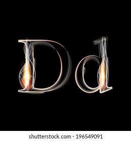 Fire And Smoke Font. Letter D. Vector Illustration.