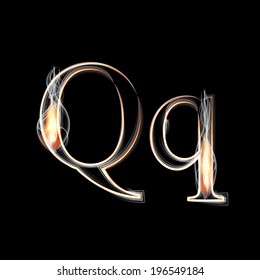 Fire and Smoke font. Letter Q. Vector illustration.