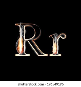 Fire and Smoke font. Letter R. Vector illustration.