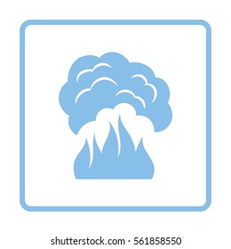 Fire and smoke icon. Blue frame design. Vector illustration.