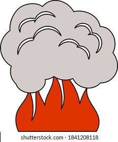 Fire And Smoke Icon. Editable Outline With Color Fill Design. Vector Illustration.