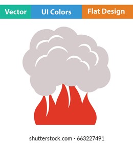 Fire and smoke icon. Flat color design. Vector illustration.