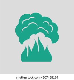 Fire and smoke icon. Gray background with green. Vector illustration.