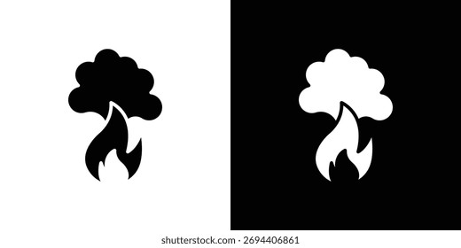 Fire smoke icon illustration element design. black glyph icons