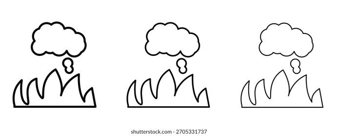 Fire smoke icon linear style sign for mobile concept and web design.