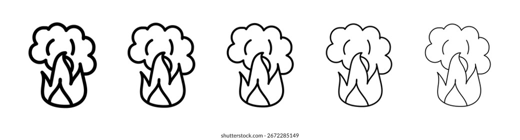 Fire smoke icon for mobile concept and web design.