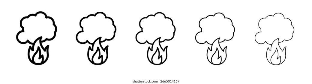 Ícone de fumaça de fogo Conceito de símbolo para web design.ícone de vetor de linha simples. ilustração do logotipo.