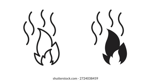 Iconos de humo de fuego, Vector de línea. conjunto de símbolos sólidos