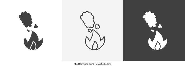 Fire smoke icons in Thin line black color. flat simple vector symbols illustration.