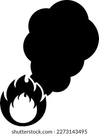 Silhouette vectorial aislada de fuego y humo.