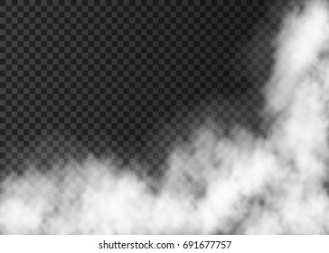  Fire Smoke  Or Mist Texture. White  Realistic  Vector Fog Isolated On Transparent Background.  Steam Special Effect. 
