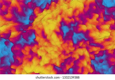 Fire and smoke. Mosaic. 3d perspective grid background texture. Abstract vector illustration.