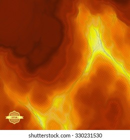 The Fire With Smoke. Mosaic. Vector Illustration. 3d Perspective Grid Background Texture.
