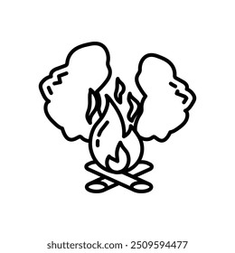 Fire Smoke Outline Icon, Vector illustration