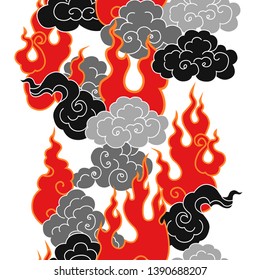 
Fire and smoke. Vector seamless pattern on a white background.