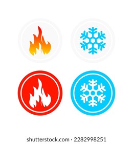 fire and snow or hot and cold design logo template illustration