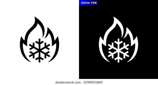 Fire snow logo. Burning, hot, frozen, cold. Icon symbol design template EPS 10.