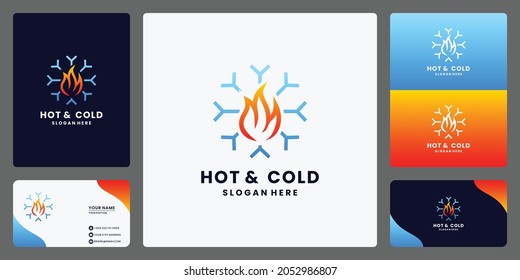 símbolo de diseño del logotipo de la nieve de fuego vector de calor y frío