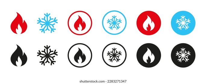 Fire and snowflake vector icon.  Hot and cold, sign. Ice and fire icons in circle for apps and websites. Vector illustration  svg