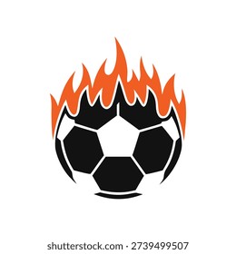 Fire Soccer Ball Icon, Dynamic Football Flame Logo Illustration