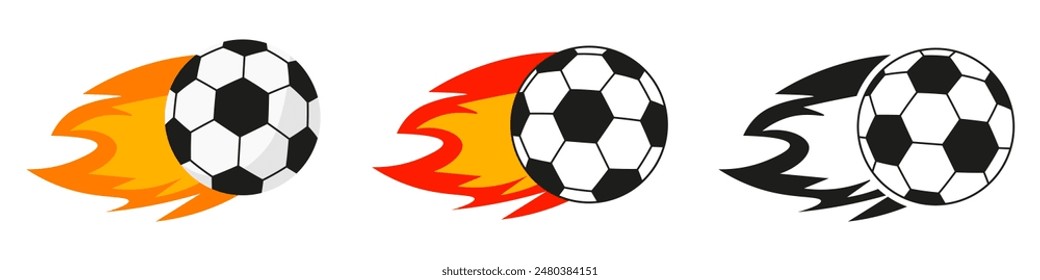 Fire soccer or football ball icon. Football Ball icon or Soccer Ball icon.2024 Football. Soccer or Football icon.Vector