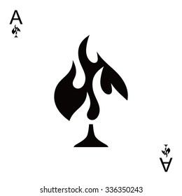 fire spade ace poker theme vector art illustration