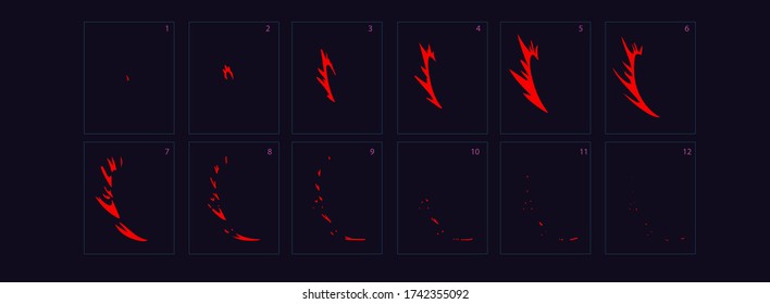 Fire spark animation effect. Firework Sprite sheet for games, cartoon or animation. Ready tot  fream by fream animation. – Vector

