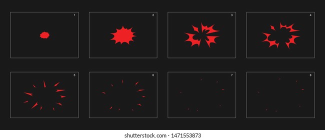 Fire spark animation effect. Spark Smoke Animation. Animation of smoke. Sprite sheet for game or cartoon or animation