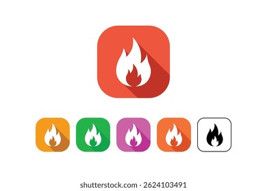 Fire and Spark Icon Set for Design Projects, fire flame icon, burning fire icon, red hot flame icon